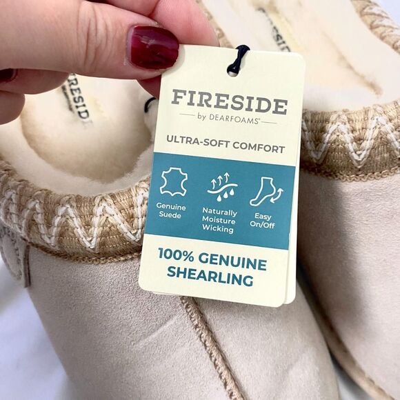NWT Fireside by Dearfoams Greta Genuine Shearling Clog With Taping US 10 - Picture 4 of 8